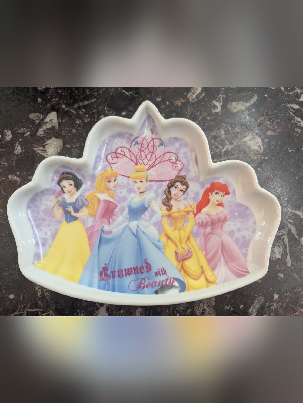 Disney Princess Crown Shaped Trinket Ceramic Dish - Pastel Colors